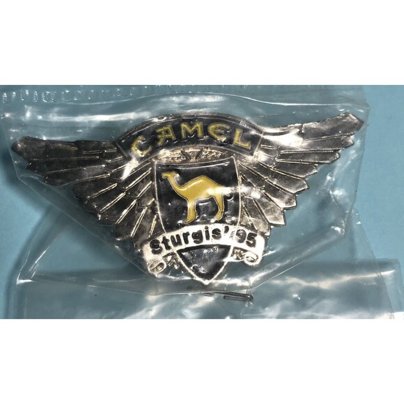 1995 Sturgis,SD   Black Hills Rally, Winged CAMEL © Sponsor Pin -NEW Old stock - Picture 1 of 2